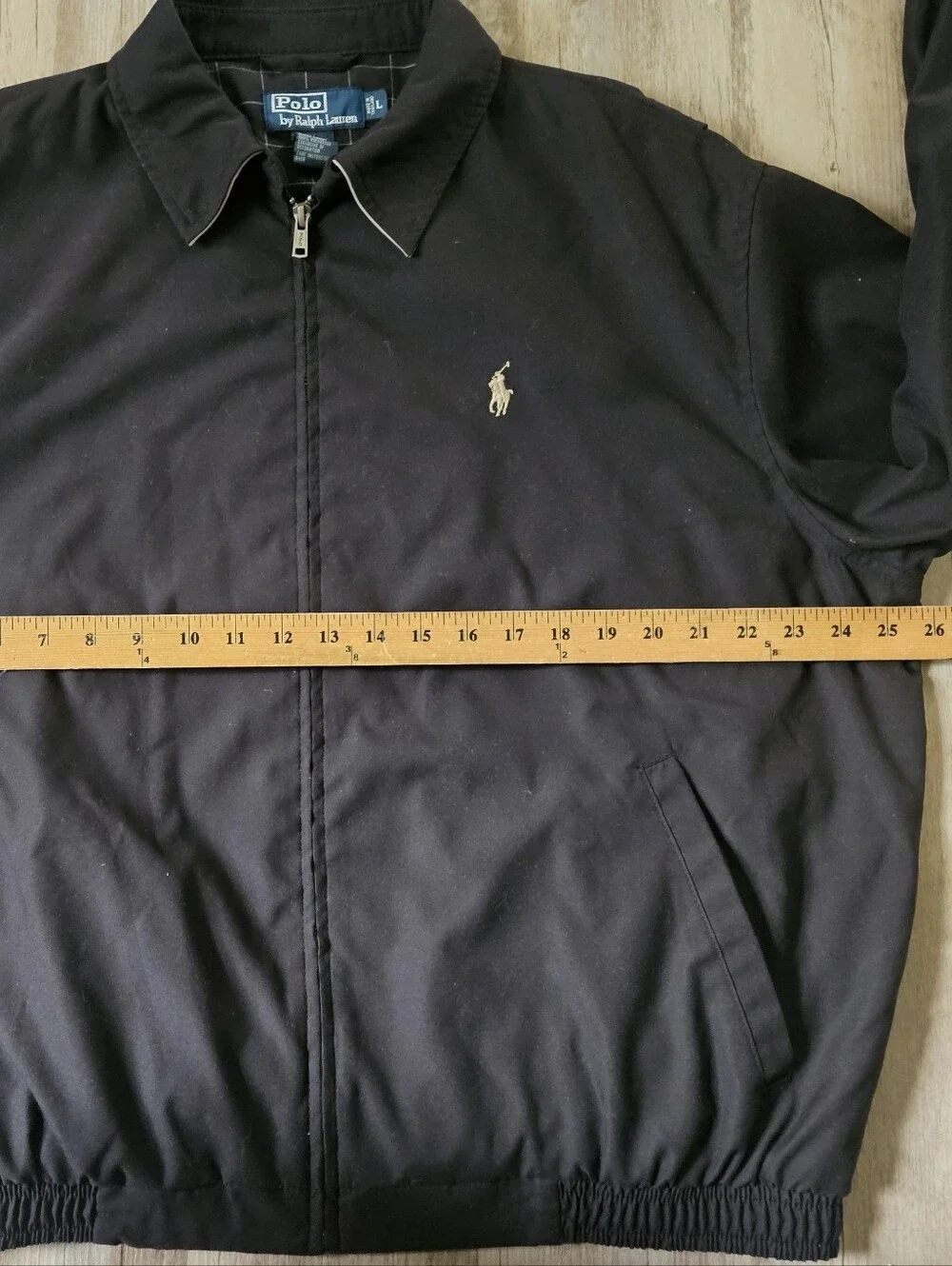 Vintage Polo Ralph Lauren Men's Black Zip-Up Herrington Bomber Jacket Large